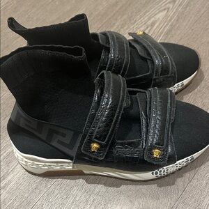 Versace Black Croc Medusa Sock High-Top Sneakers